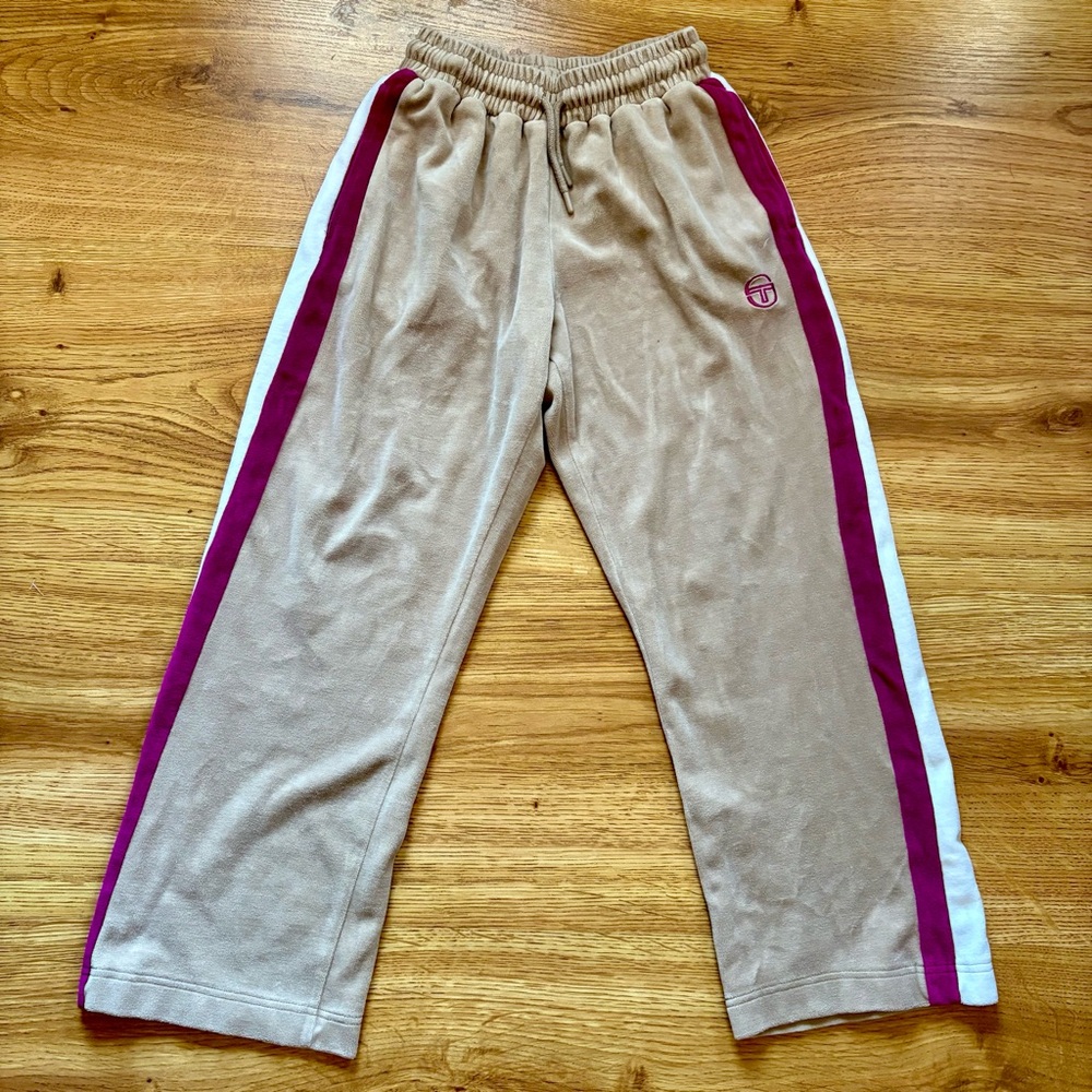 Sergio Tacchini Stripe Beige Pink White Sweatpants XS